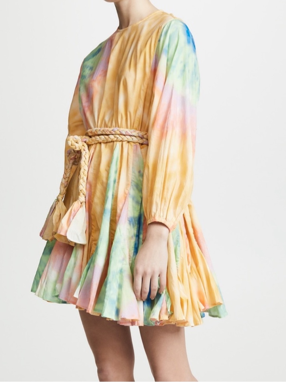 Rhode resort Elle tie dye dress braided belt size XS yellow